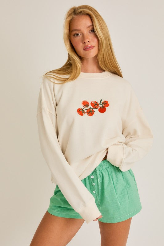 Tomato Embroidered Oversized top