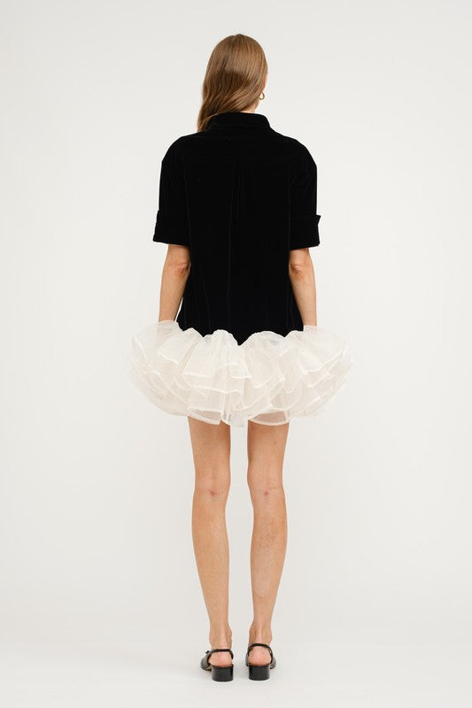Velvet Ruffled Mini Dress