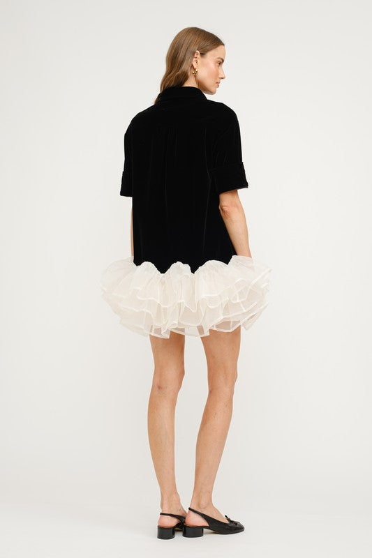 Velvet Ruffled Mini Dress