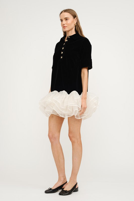 Velvet Ruffled Mini Dress