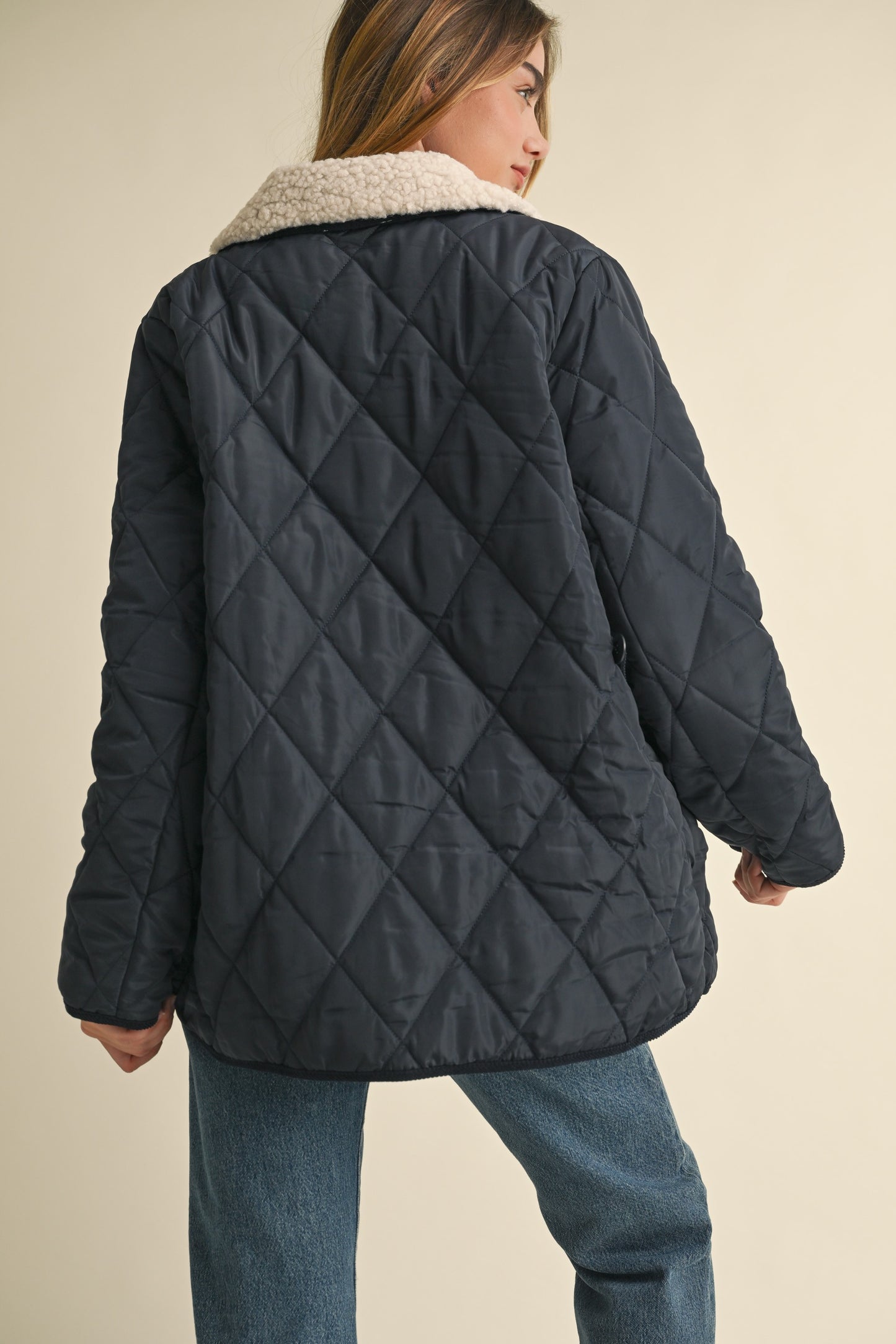 Oversized Blue Quilted Jacket