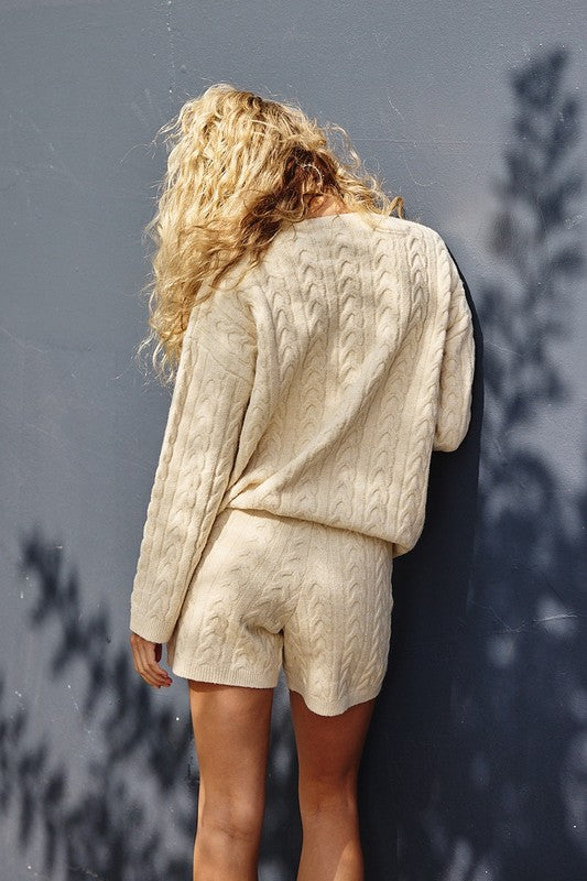 Preppy Cable Knit Lounge Set